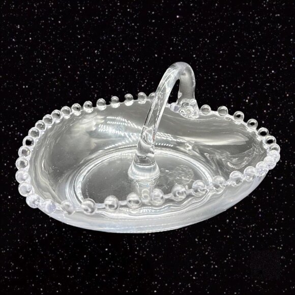Vintage Candlewick Heart Shaped Nappy Candy Dish Clear Glass Beaded 5.5”W 3”T - Picture 6 of 10
